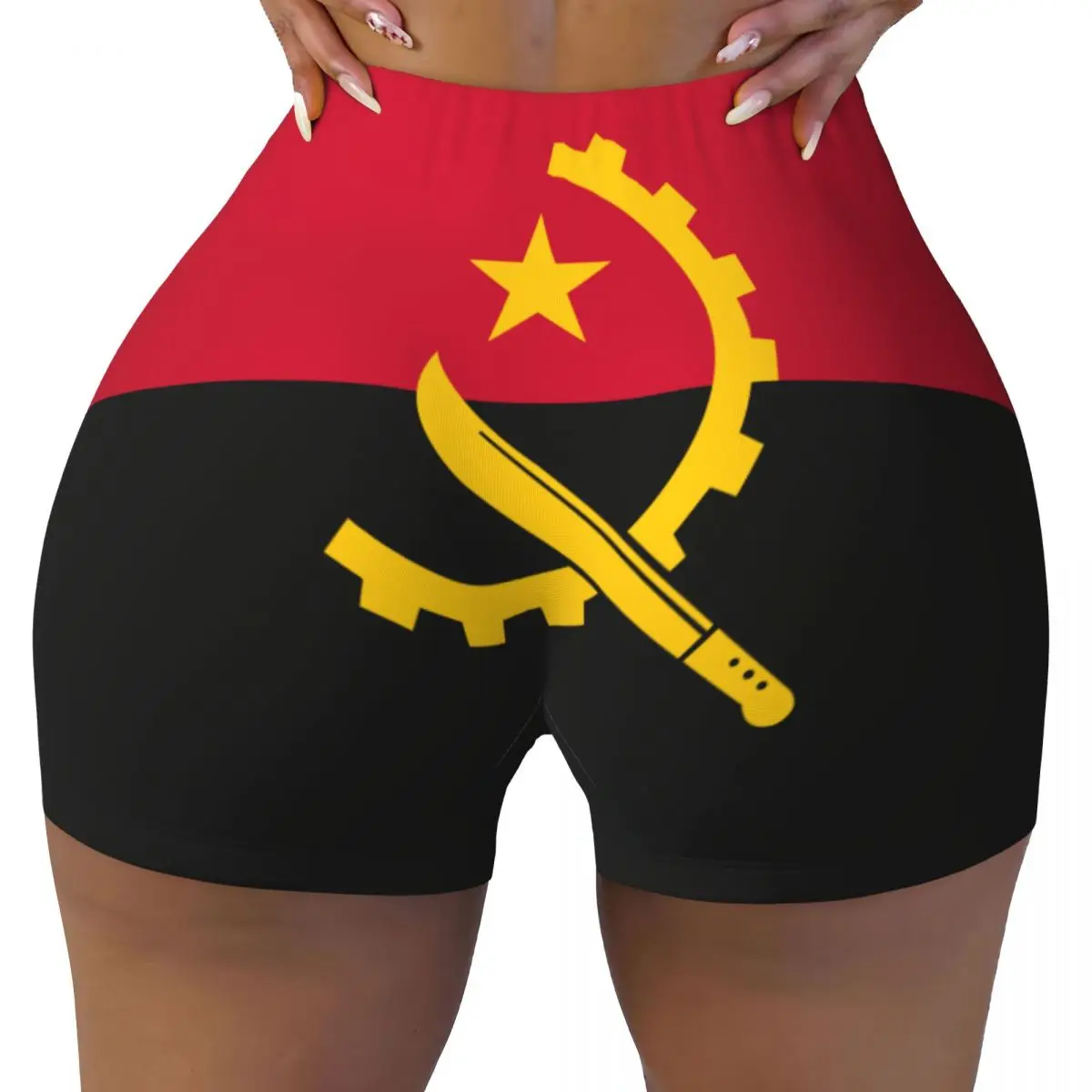 Women Yoga Shorts Angola Flag Workout Shorts Fitness quick-dry Ladies Yoga Gym Running Short Pants Sportswear