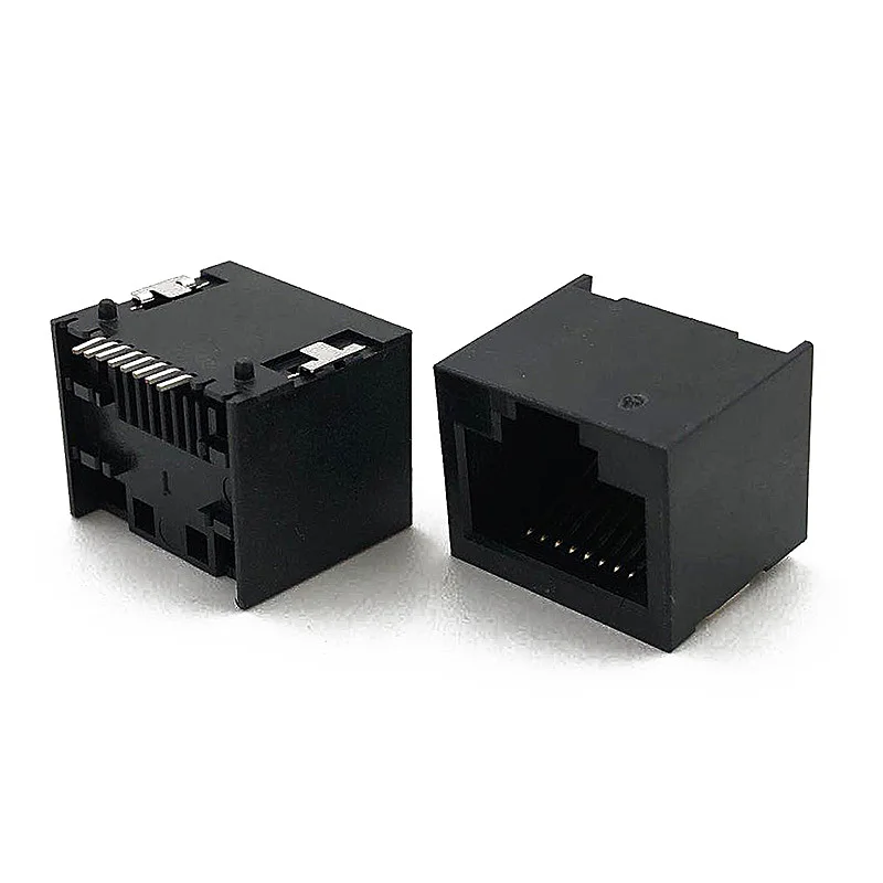 12 STKS RJ45 connector Netwerk socket 8P8C Modulaire Jack PCB Zwart SMT horizontale patch