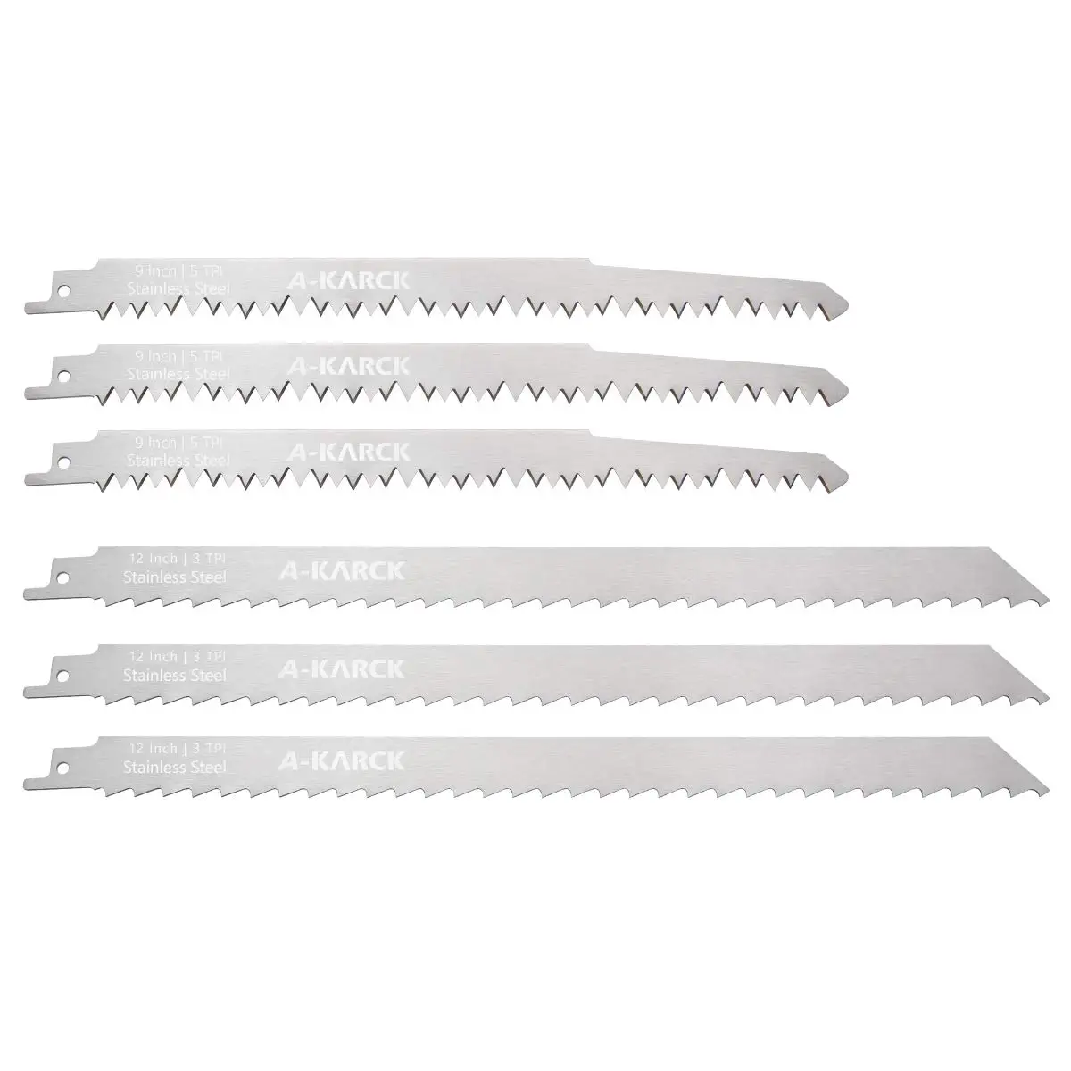 

Reciprocating Saw Blades for Frozen Meat, 6 Pack Unpainted Stainless Steel Food Cutting Blades 9" and 12"