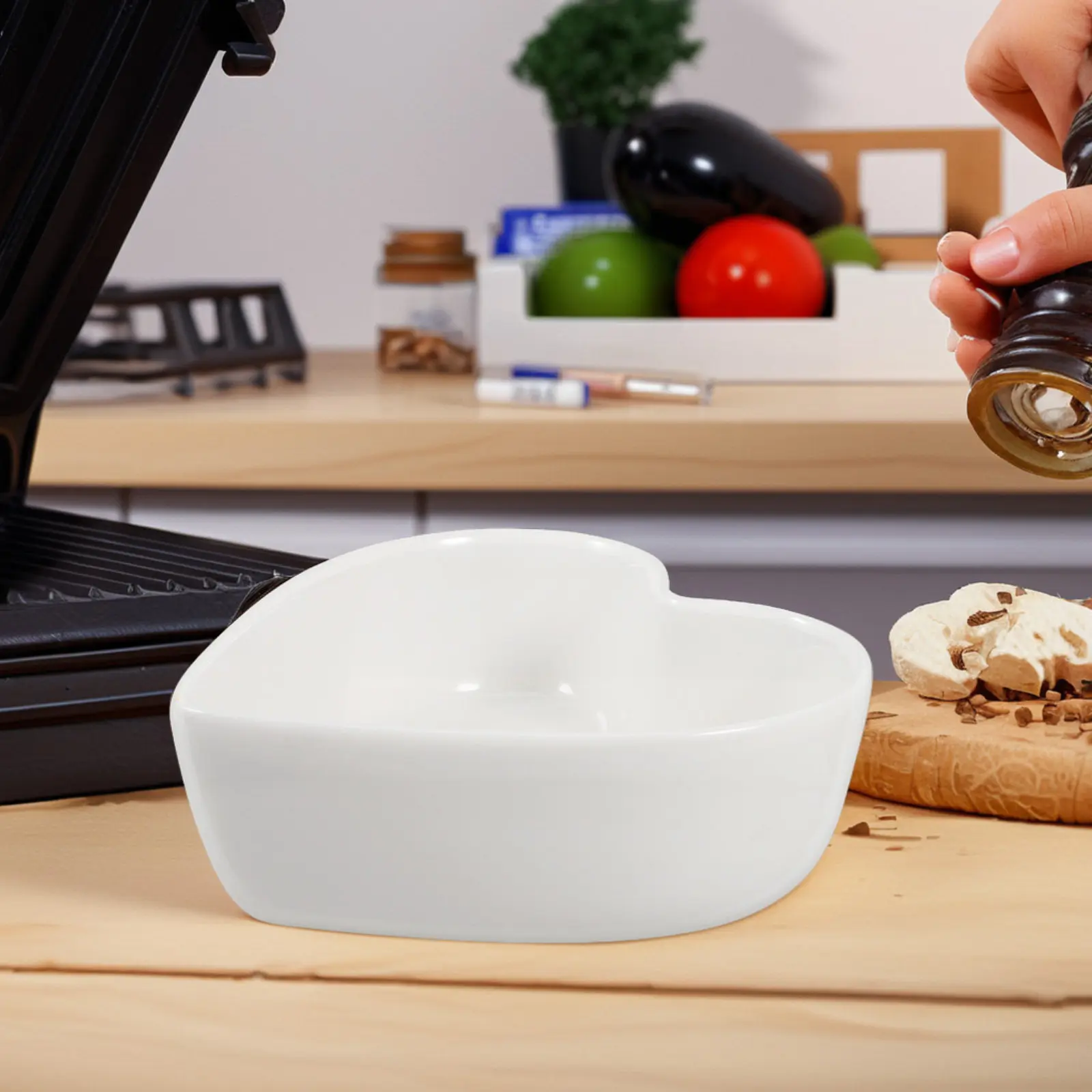 Plato de Cerámica Blanco en Forma de Corazón para Dulces, Tazón Pequeño para Postres, Bandeja Romántica para Servir Dulces, Golosinas y Aperitivos en San Valentín