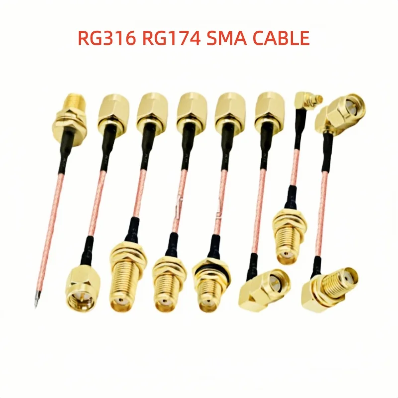SMA Male to SMA Male Female RG316 RG174 Coaxial Jumper Cable RP-SMA Connector Plug RPSMA Nut Bulkhead Extension RF Pigtail Cable