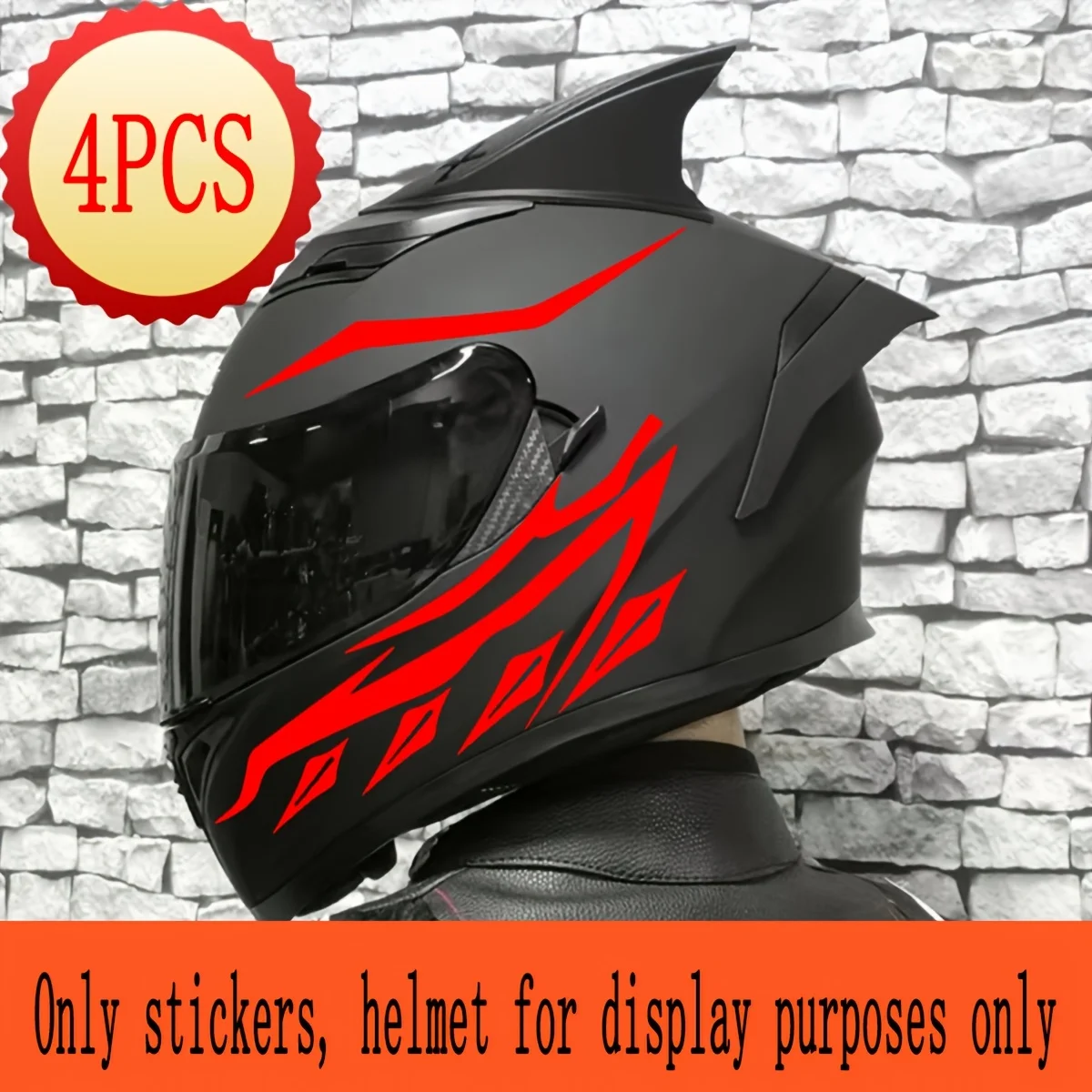 Cool Motorcycle Helmet Decorative Paper Set, Car Mirror Sticker - Durable Waterproof PVC Vinyl Material, Suitable for