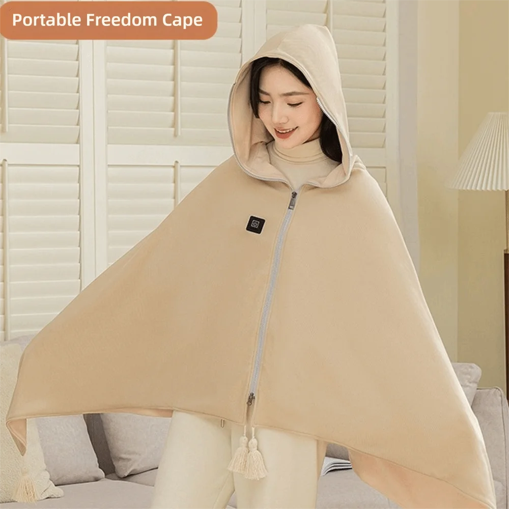 

High Quality Wearable USB Electric Heated Blanket Washable 3 Heating Levels Hooded Shawl Portable Heating Lap Blanket Household