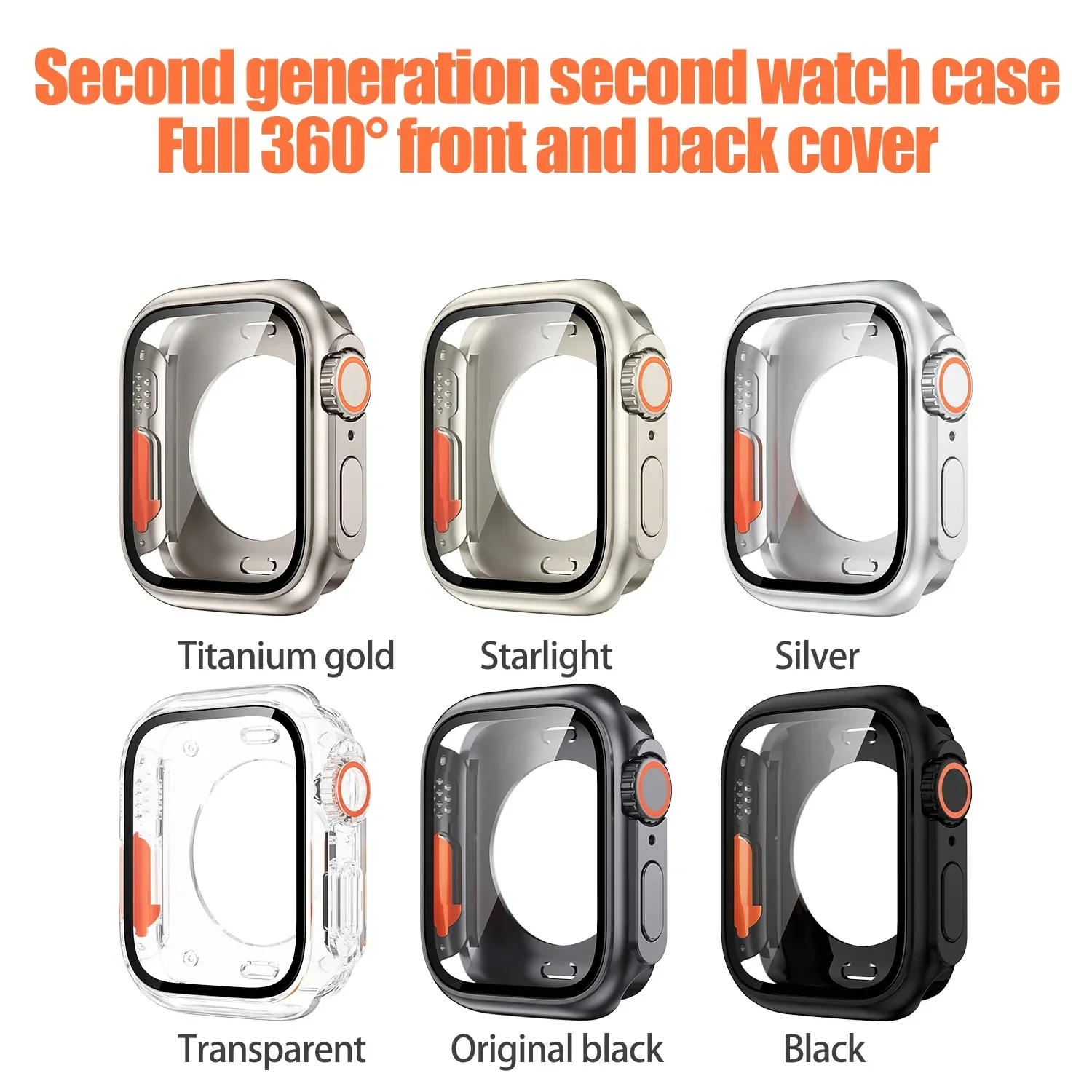 PC Case for Apple Watch Series 9 8 7 4 5 6 SE 45 44 Screen Protector Hard Shell Tempered Glass Change To Ultra 49mm cover Bumper