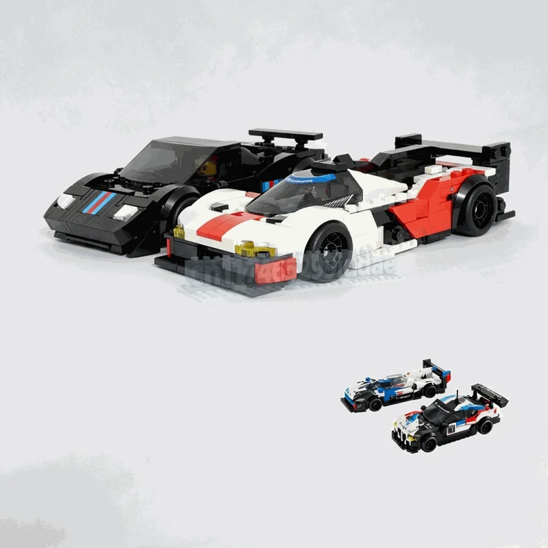 NEW 558PCS Racing Sports Car Building Blocks Dual Vehicle Model Set DIY Assembly Toy Creative Display Collection Birthday Gift