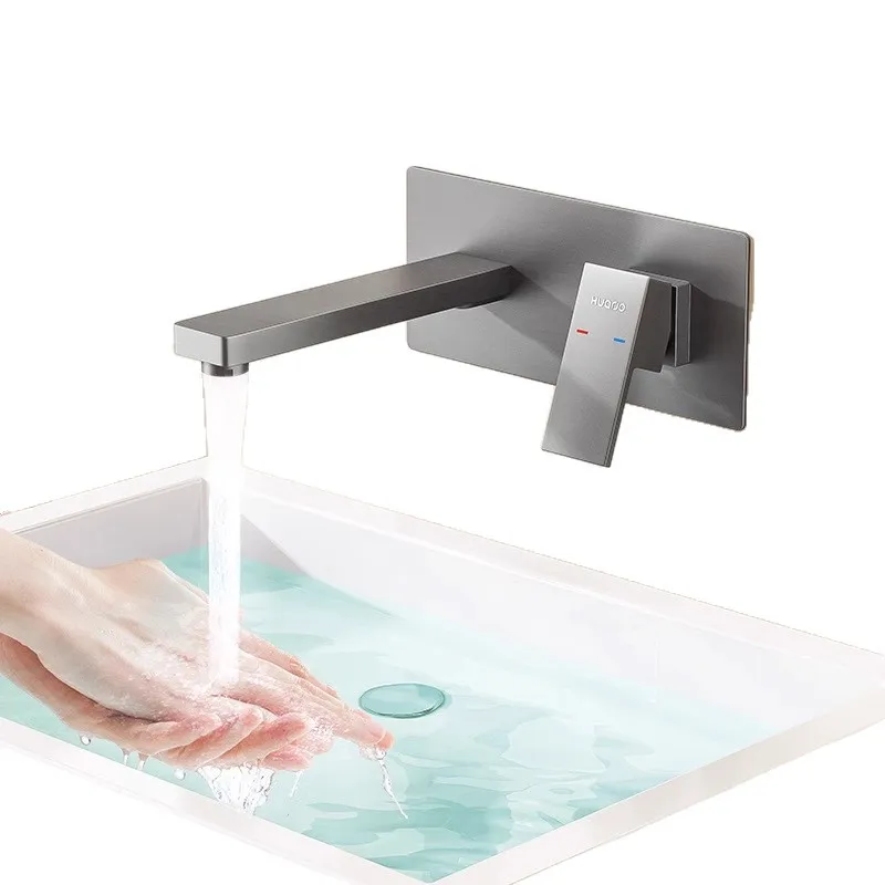 

All-copper hot and cold wall bathroom washbasin concealed pre-embedded wall row embedded