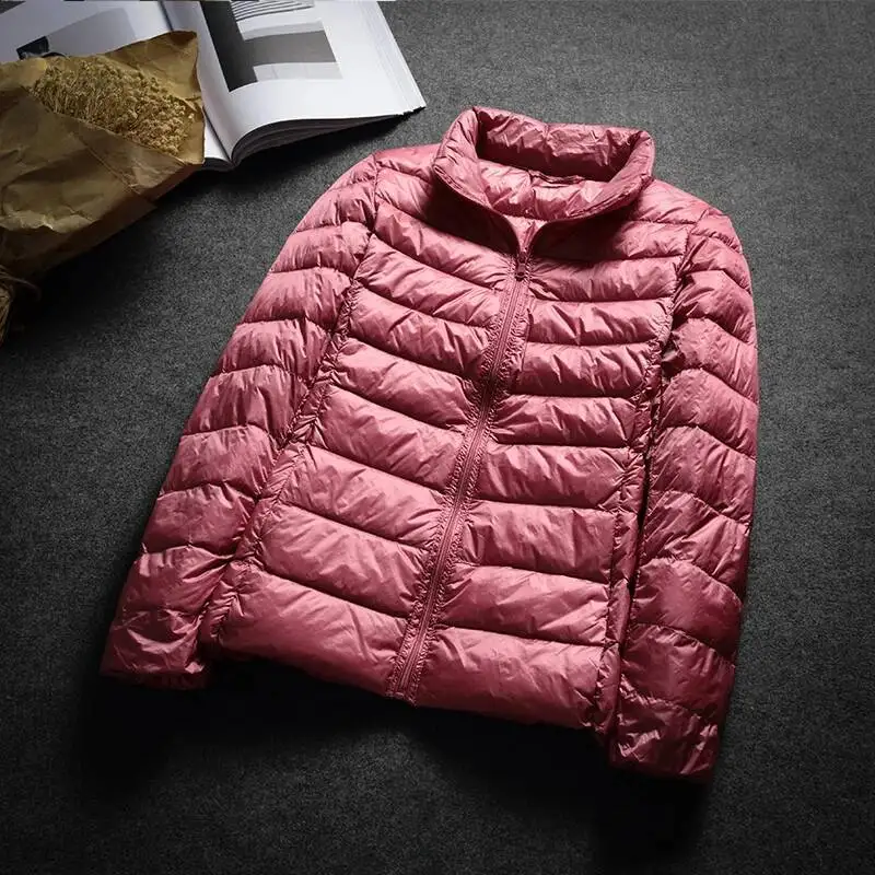 

Schinteon Ultralight White Duck Jacket Spring Autumn Warm Slim Zipper Women Fashion Light Down Coat 13 Colors S-7XL