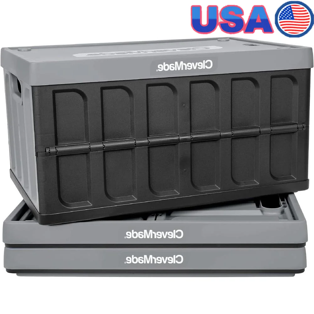 뚜껑이 있는 접이식 수납함 3개 세트, 쌓을 수 있는 다용도 상자, 가벼운 플라스틱, 가정, 사무실, 차고, RV 정리용