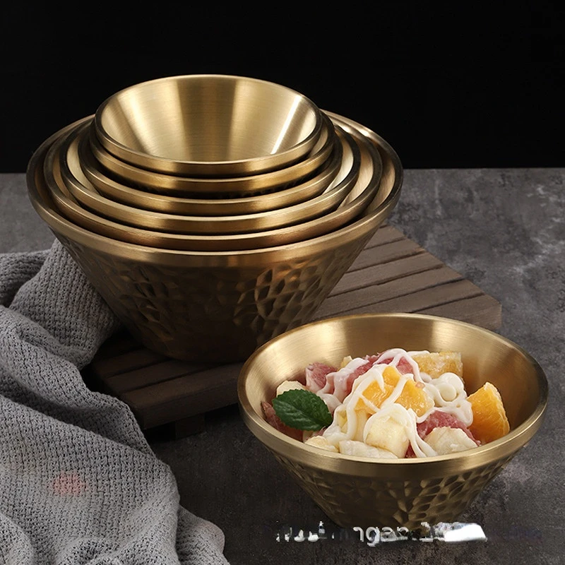 304 Stainless Steel Ice Shavings Bowl, Gold Soft Ice Shaved Ice Bowl, Commercial River Snail Rice Noodle Bowl, Bowl