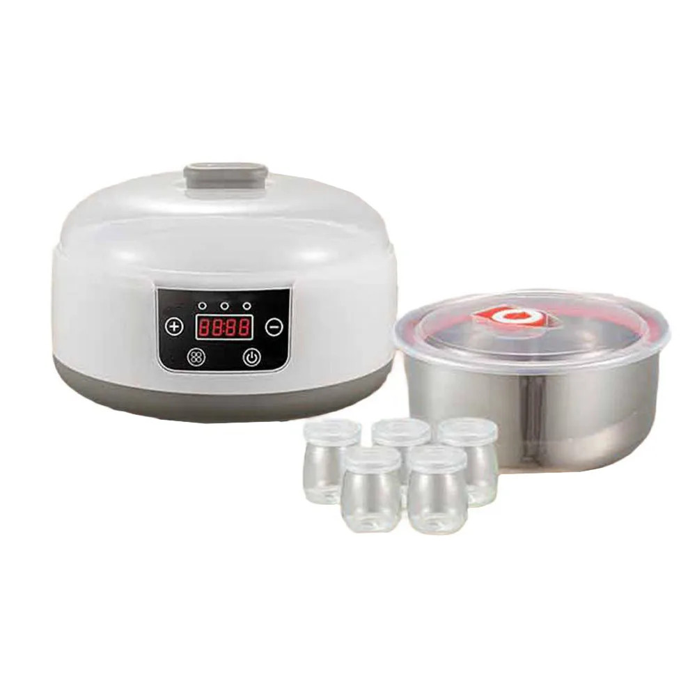 1-セットヨーグルトメーカーセット米国規制-22x22x15cm-プラスチック調節可能な温度制御多機能-5-つのガラス瓶が含まれています
