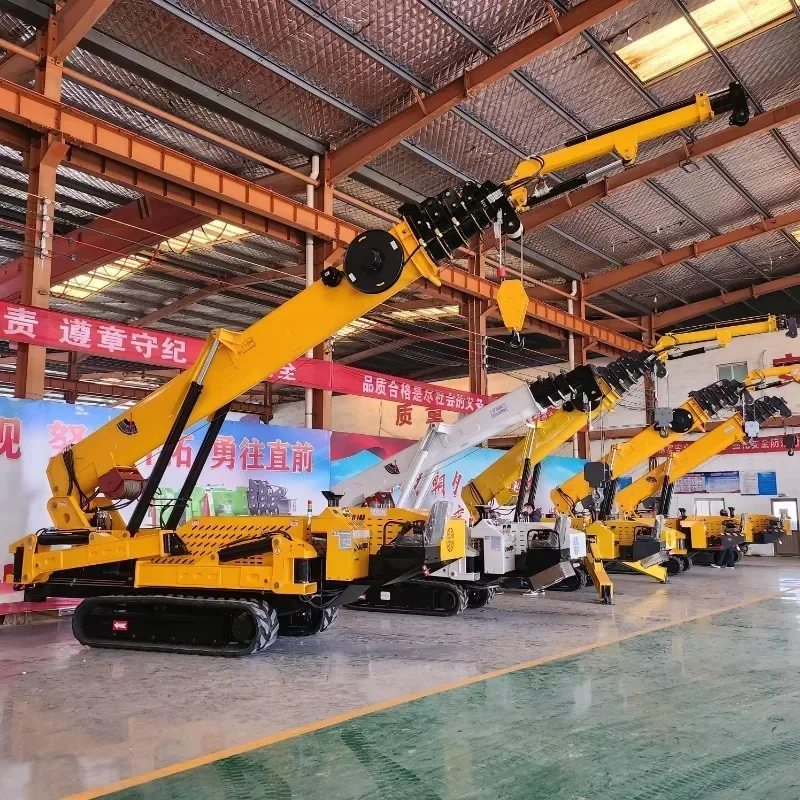 Pengiriman cepat Crawler Spider Crane 3Ton Crawler Crane 11m 18m 25m 5Ton 10ton Spider Crane dengan Fly Jib harga murah