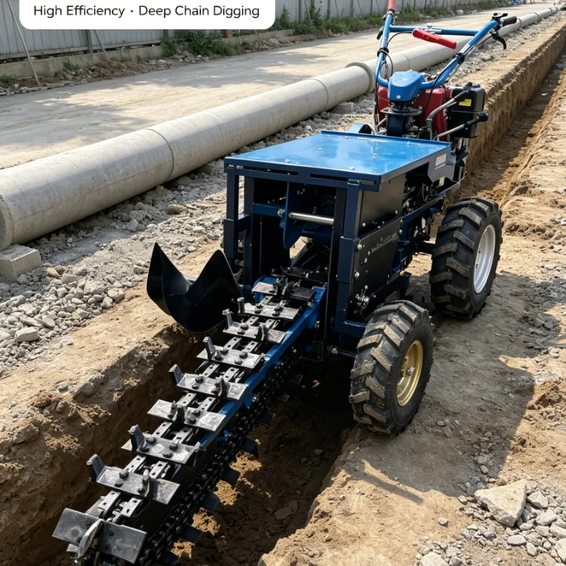 Trenching Machine Portable For Farm Irrigation Pipeline Cable Laying Landscaping Orchard Chain Ditch Digger