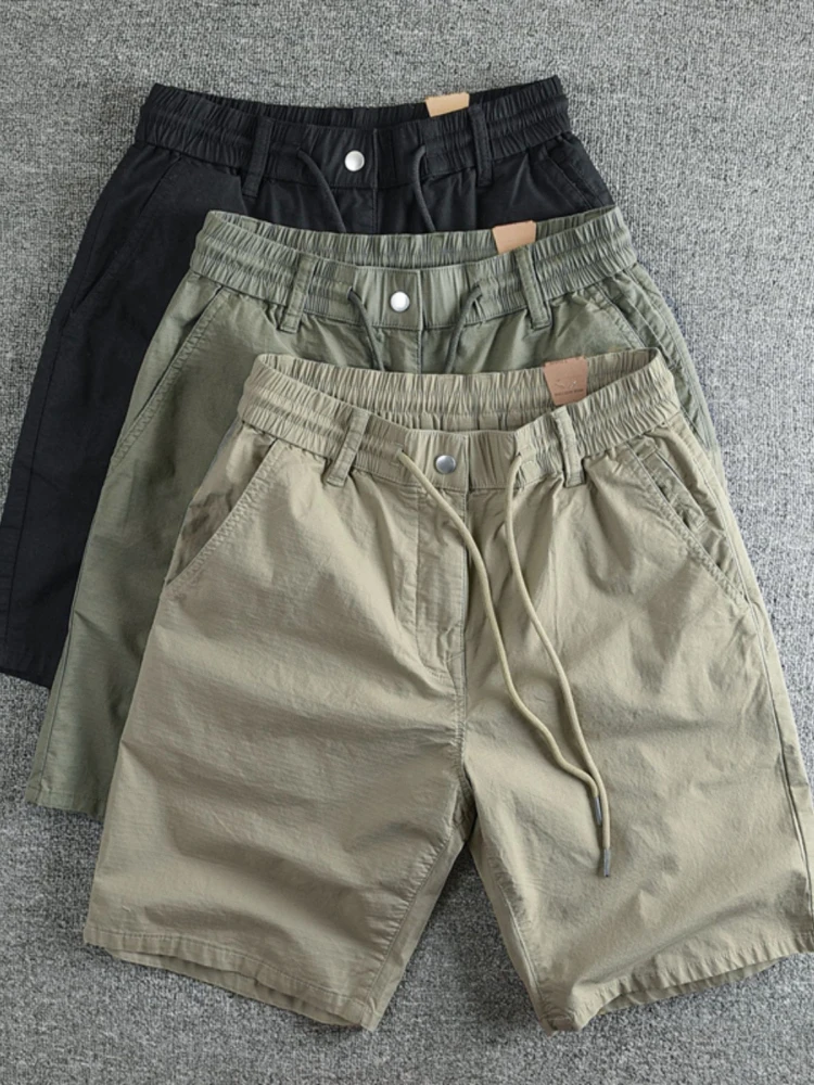 

Легкие летние мужские шорты свободного кроя, тонкие, быстросохнущие, с эластичным поясом, простые, универсальные, модные, прямого кроя