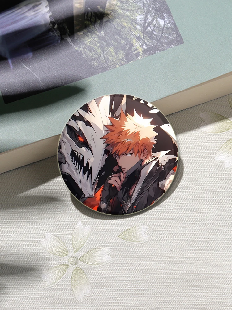 Anime Figure Ichigo Kurosaki Rukia Kuchiki Orihime Inoue Pins Cartoon Badges Cosplay Brooches for Clothes Chest Ornament Gifts