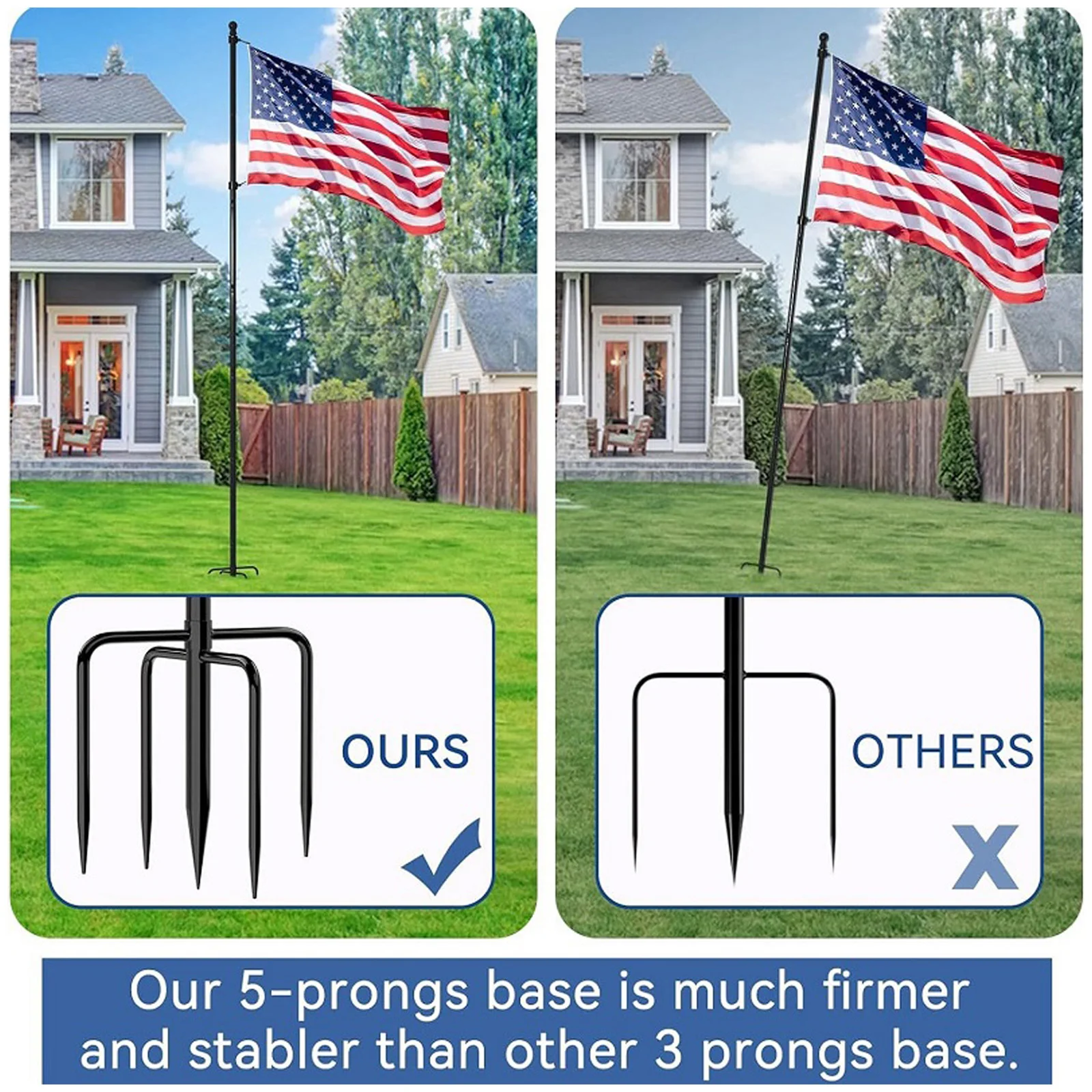 11/12FT Height Flag Pole Holder with 360° Rotating Ring Thick Tube Halyard Flagpole Hardware for Backyard Lawn Garden Patio