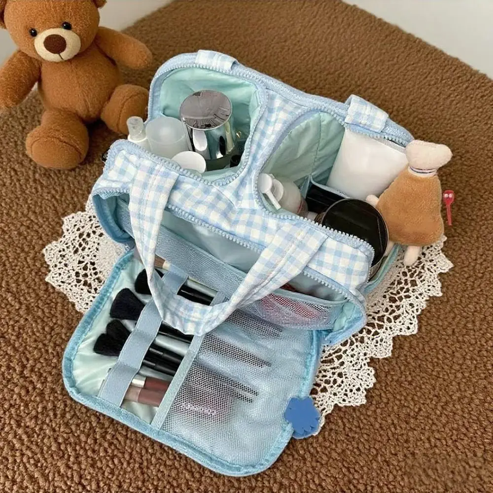 Multipocket Design Cosmetic Handbag Double Side Open Zipper Closure Travel Toiletry Bag Large Capacity Easy Access