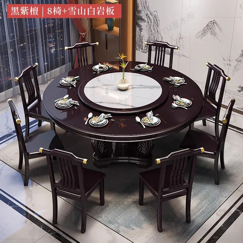 New Chinese Solid Wood Rock Plate Delicate Dining Table Home Living Room Modern The Jane Mesa Comedor Redonda Round Dining Table