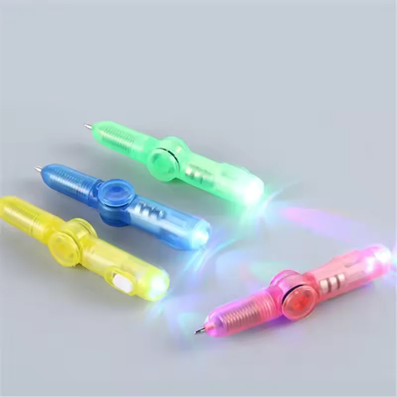 4 Stuks Vingertop Gyro Pen Set Decompressie Roterende Led Licht Balpen Kinderen Geschenk Speelgoed Met Ingebouwde Licht