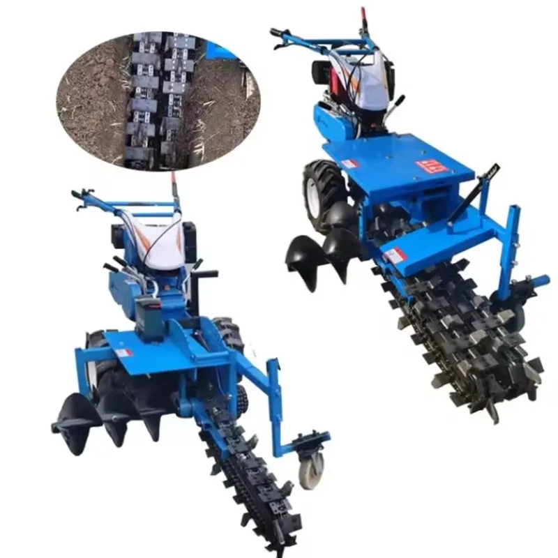 Agricultural Small Hand Held Multi Functional Chain Ditch Digger Orchard Trenching Machine Deep Trench Pipe Trenching Machine