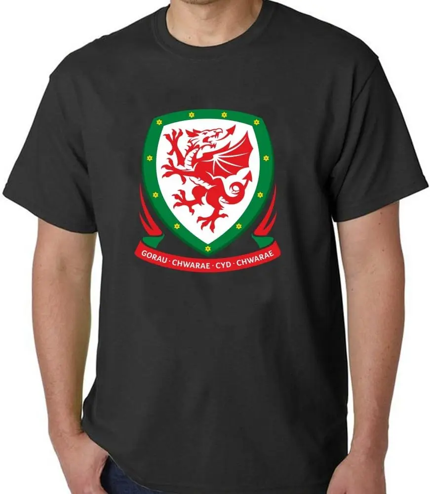 Football Association of Wales logo T-shirt For Men L Black