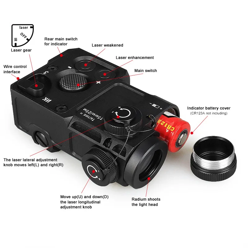 All Metal  Red Green Blue IR Laser White LED Flashlight New Crane Plug Full function edition Fit 20mm Rail System