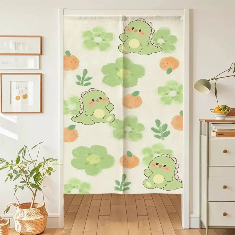 VIKAMA Cartoon Watermelon Japanese Style Half Door Curtain, Cute Fruit Slice Print Fabric Privacy Divider, Home Decor