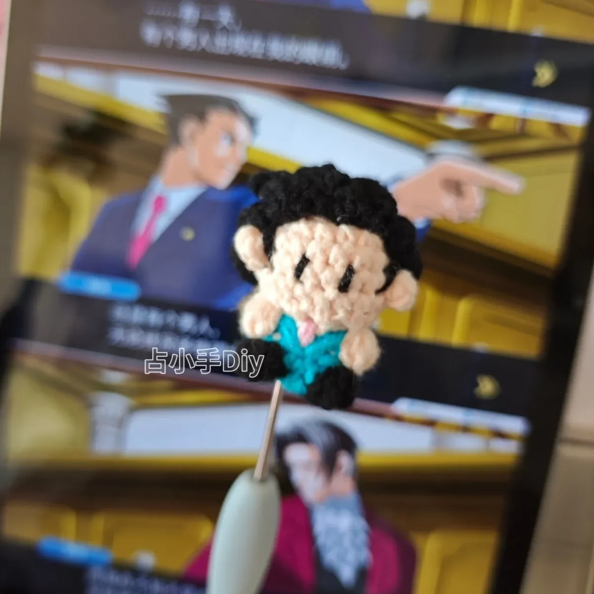 Ace Attorney Miles Edgeworth Phoenix Wright Mei Maya Cosplay llavero de ganchillo de dibujos animados adorno llavero colgante hecho a mano