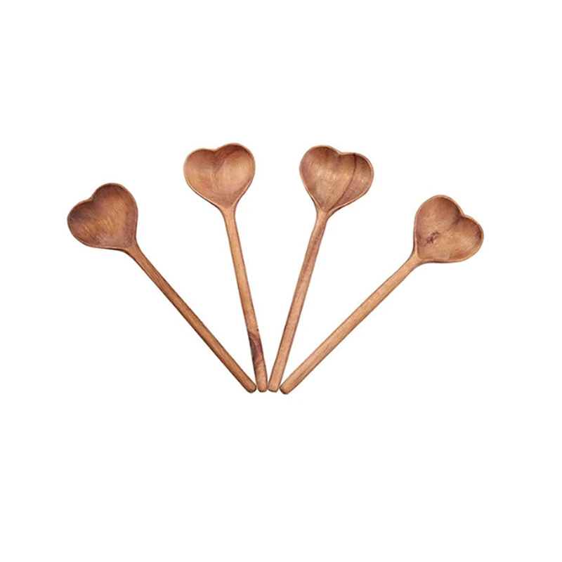 Heart Shaped Rounded big Wooden Spoon Kitchen Spice Condiment Spoon Coffee Sugar Teaspoons Home Tableware