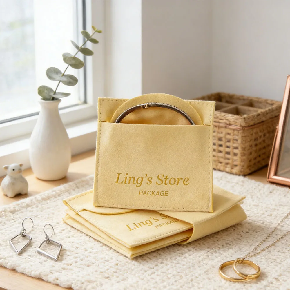 

50Pcs Custom Logo Microfiber Velvet Gift Bag Jewelry Present Pouch Earrings Rings Necklace Wedding Favors For Guest Candy Pocket