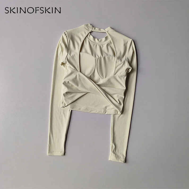 Sexy Rückenfreies Sporttop für Damen, Herbst und Winter, Neuer Stil, Großes Rückenfreies Yoga-Outfit, Spicy Girl Langarm-Fitness-T-Shirt – Detail 8