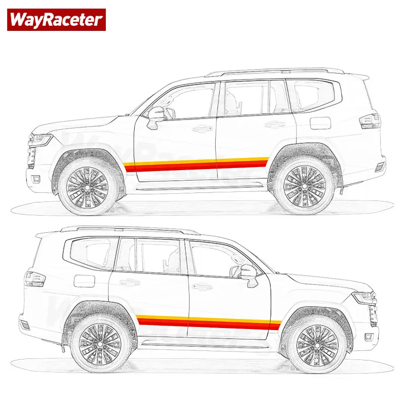 ملصق ثلاثي الألوان للباب والجسم الجانبي لسيارة تويوتا لاند كروزر ملصق ، LC200 LC70 LC79 FJ RAV4 ، 2 بألوان ثلاثية الألوان