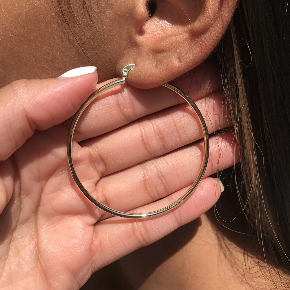 Stainless Steel Earrings for Women Girls Gold Color Classic Circle Hoop Earrings 2024 Trend New in Femme Jewelry Christmas Gift