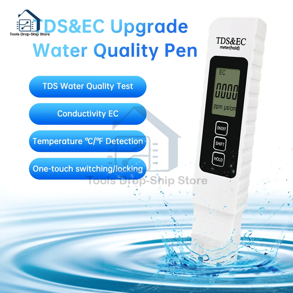 TDS Meter Digital Water Tester 0-9990ppm Drinking Water Quality Analyzer Monitor Filter Rapid Test Aquarium Hydroponics Pools