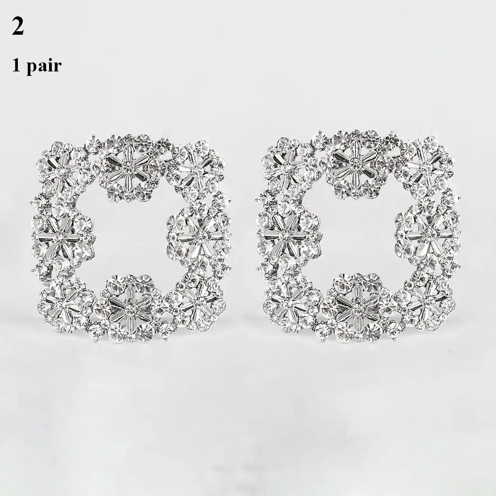 1 pair Women Crystal Shoes Decorations Shiny Decorative Clips Shoe Buckle Charms Jewelry Shoe Clips