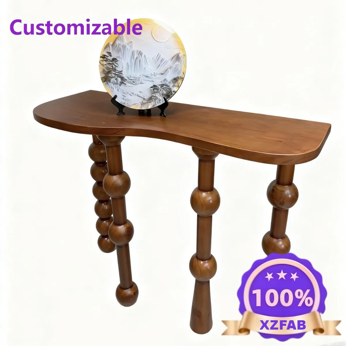 Factory Direct 2026 Light luxury Roman column solid wood strip case medieval narrow entrance table bedroom through the entrance