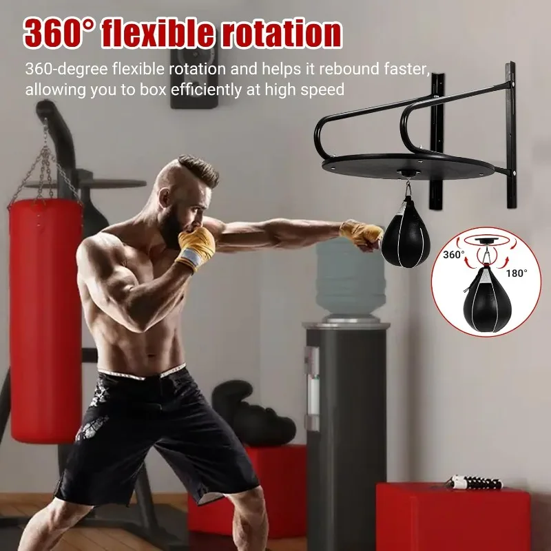 مجموعة منصة حقيبة السرعة، مجموعة منصة حقيبة السرعة القابلة للتعديل شديدة التحمل مع كرة اللكم، 360 درجة ° حقيبة اللكم للتدريب على اللياقة البدنية #4