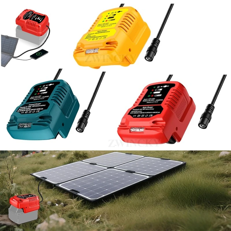 Battery Charger for Makita Dewaltt Milwaukee 18V Battery Solar Adapter Portable Outdoor Work Camping（Solar Panels Not Include）