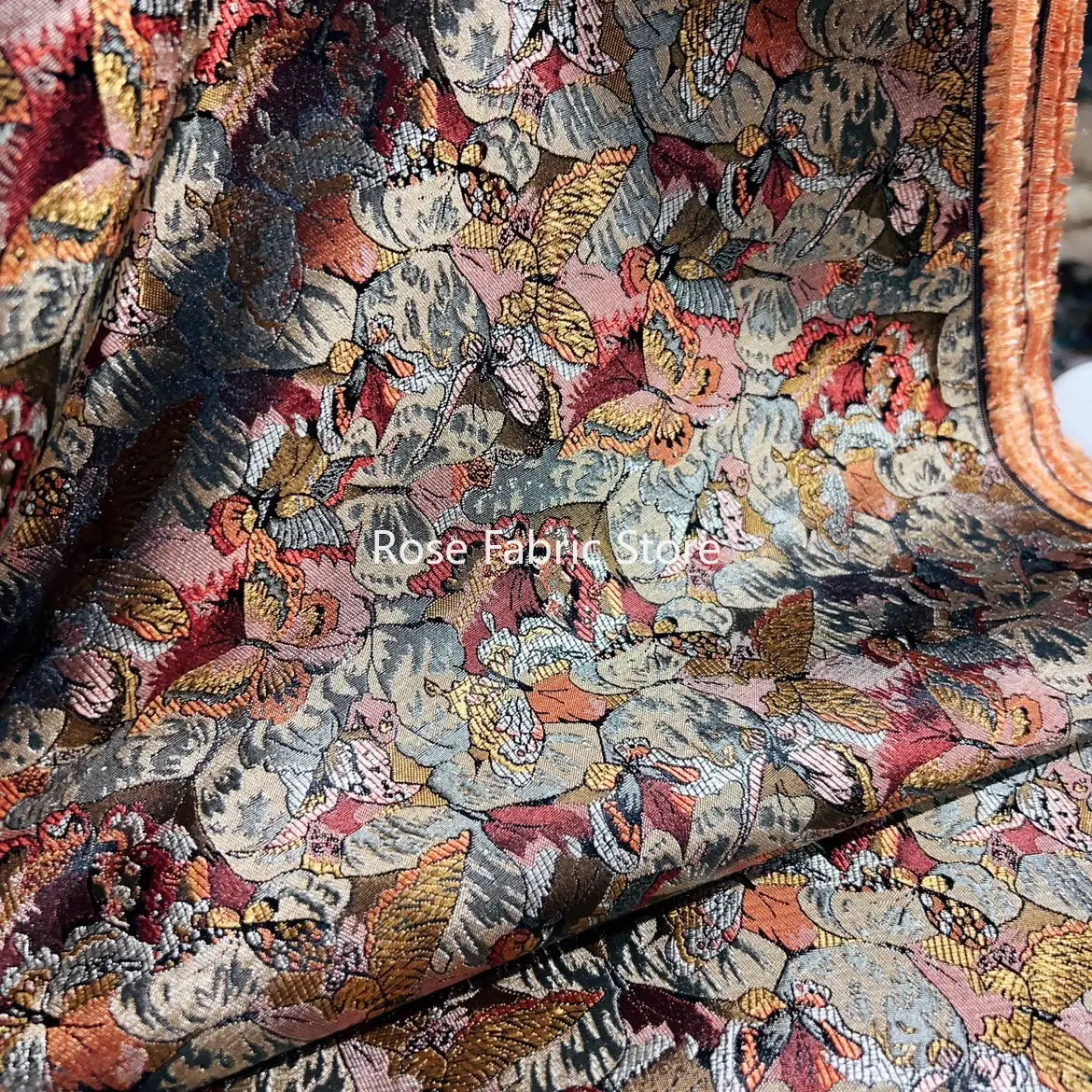

1 meter Leaf Butterfly Woven Brocade Fabric Retro Style Yarn Dyed Jacquard Fabric For Coat Vest Bag Diy Sewing