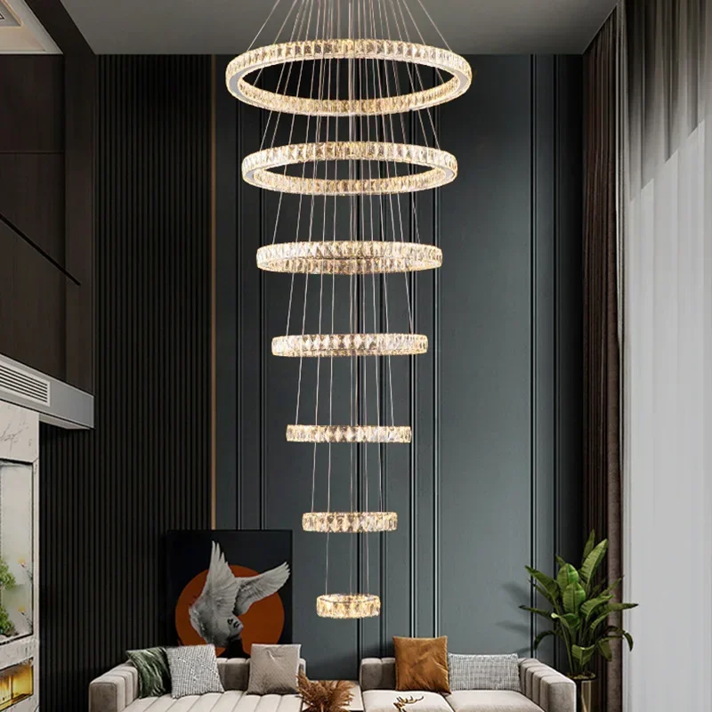 

CN Luxurious led lamps Silver Crystal Ring LED Chandeliers Crystal Lamp / Light / Lighting Modern led lustre light Chandelier