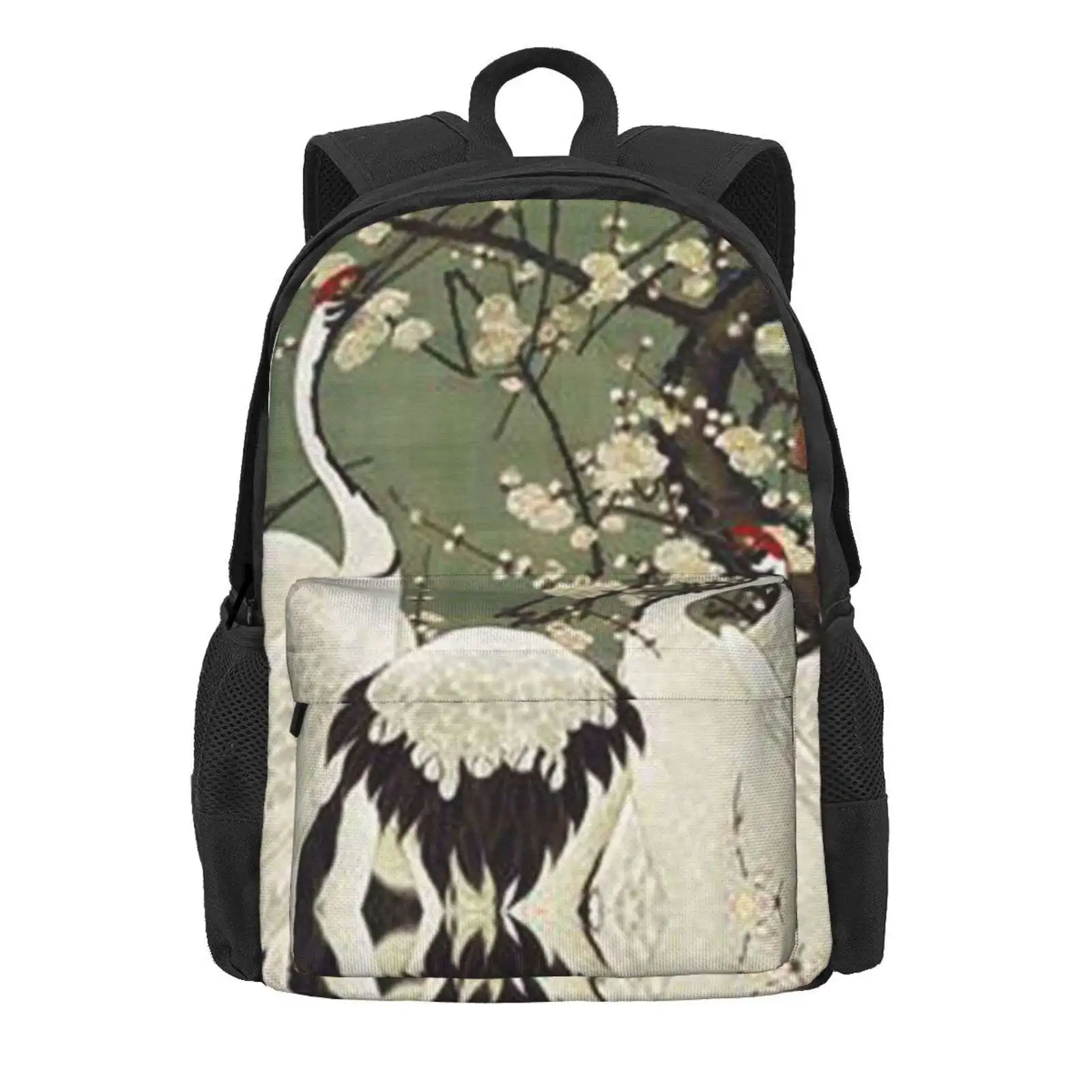 Favourite Artist - Plum Blossom And Cranes - Jakuchu Ito Hot Sale Schoolbag Backpack Fashion Bags Crane Plum Blossom Bird