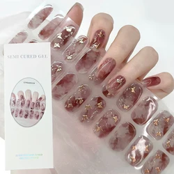 New Design 22Tip French UV Semi-Cured Gel Nail Wraps Sticker Long Lasting LED Lamp Gel Cured Slider Decals For Nail Extension