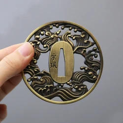 Beautiful Nice Alloy Sea Wave Theme Tsuba Guard Fitting For Real Japanese Samurai Katana Or Wakizashi Sword