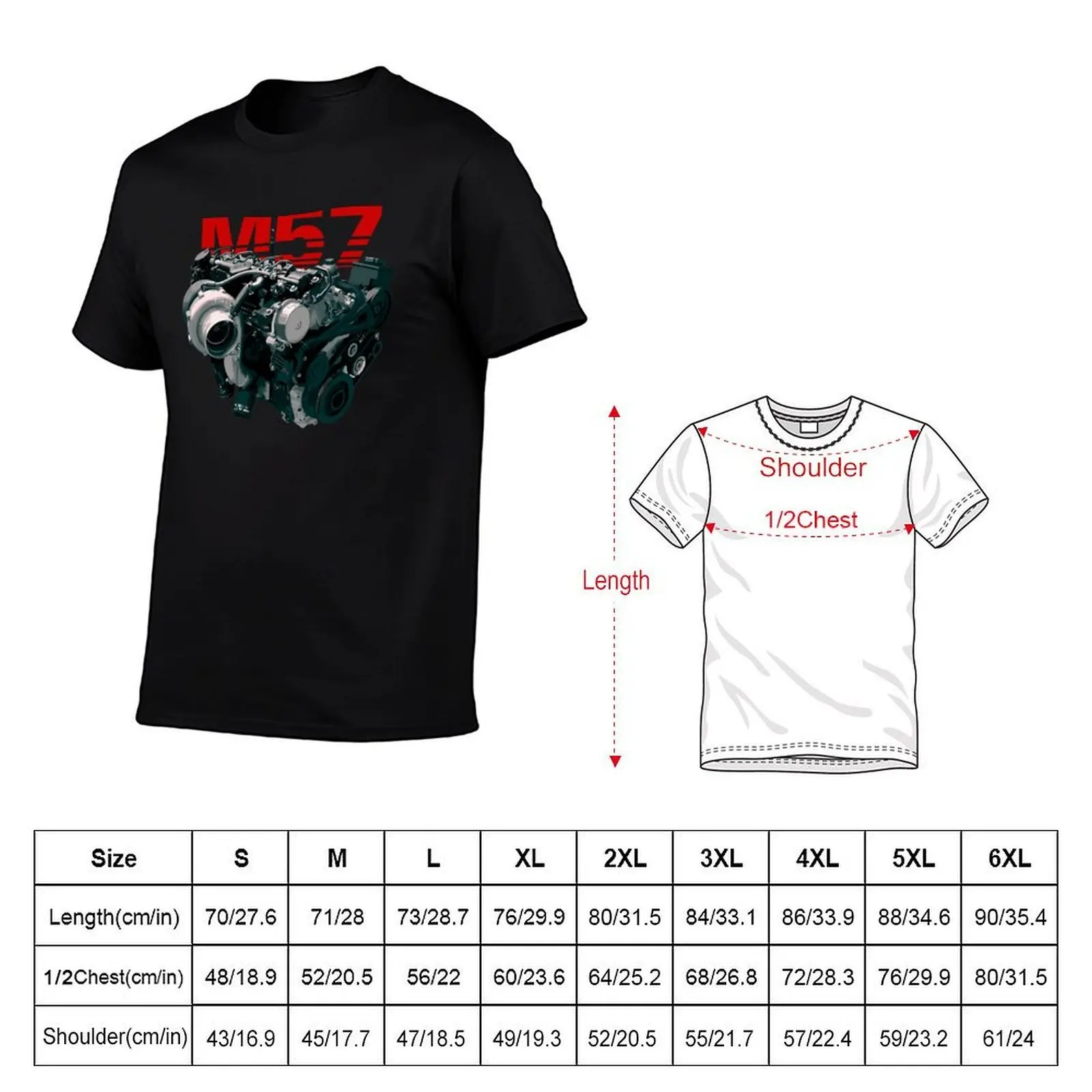 M57 Engine T-Shirt t shirt man designer anime tshirt t shirts for man slim fit T-shirt