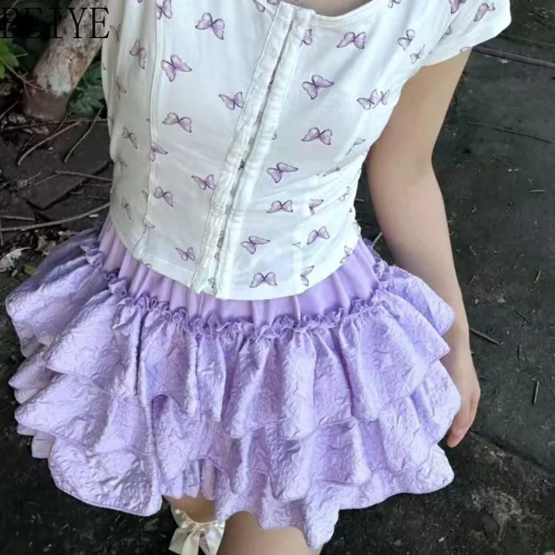 Ballet Style Versatile Cake Skirt for Women Three-dimensional Fluffy Pumpkin Skirt Female High Waist A Line Street Wear Skirts