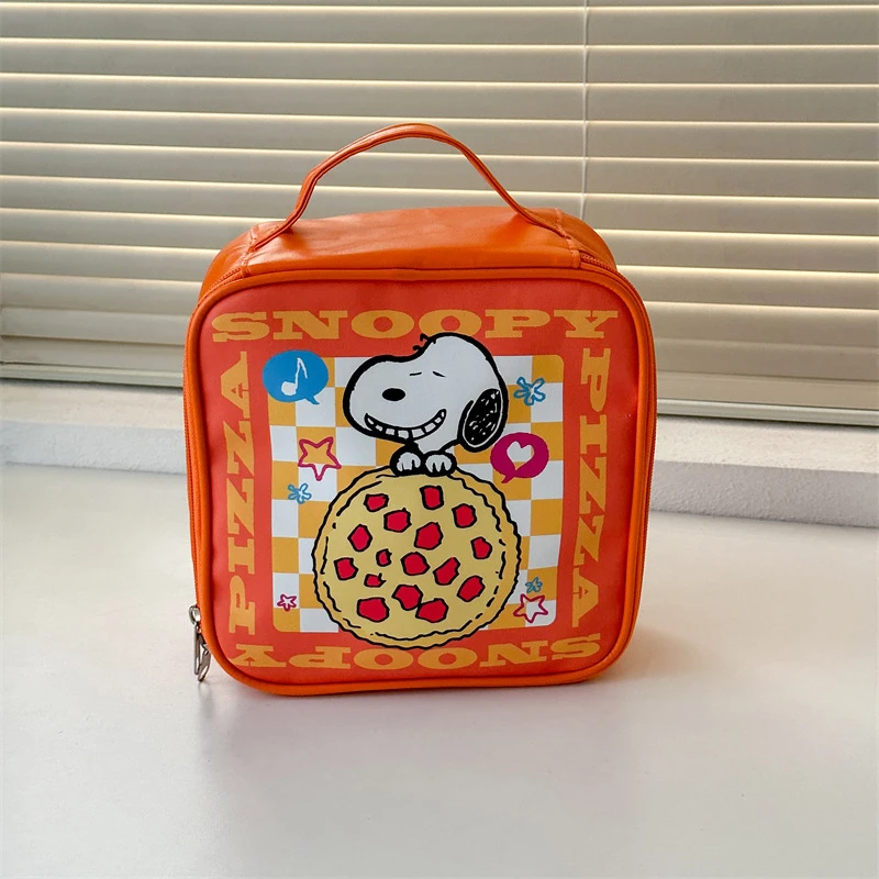 MINISO Disney Cute Print Pizza Snoopy borsa per il trucco di grande capacità borsa per il trucco portatile del fumetto borsa per il trucco della