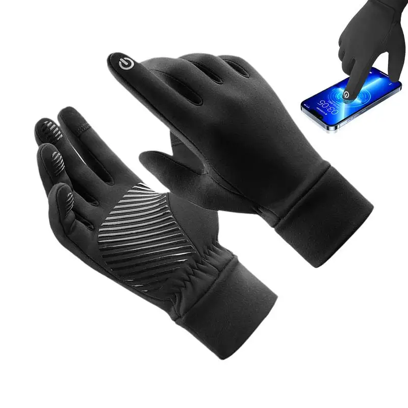 

Touchscreen Gloves Women Waterproof Warm Gloves With Thermal Lining Anti-Slip Gloves With Touchscreen Fingers Running Gear For