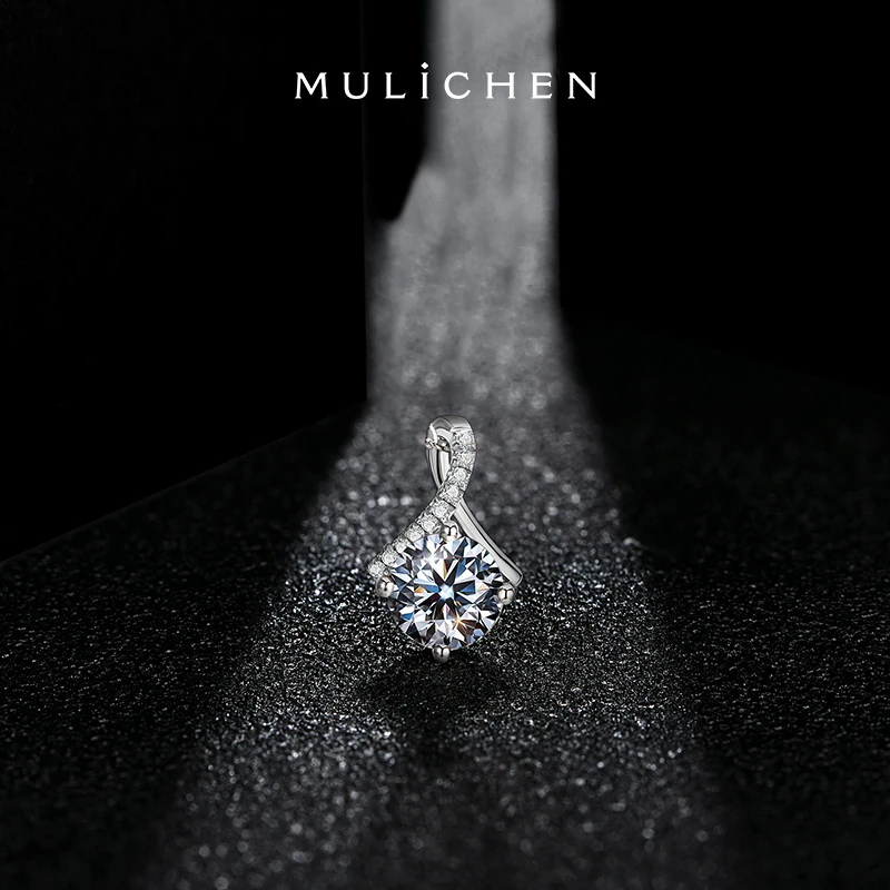 MULICHEN Luxury Pendants Female Necklace Excellent Cut GH Color Moissanite 925 Silver Woman Necklaces Items With Free Shipping