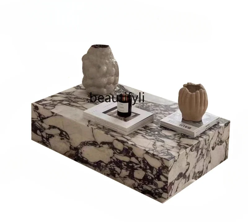 xx1French coffee table marble pattern rock slab living room light luxury modern rectangular corner combination