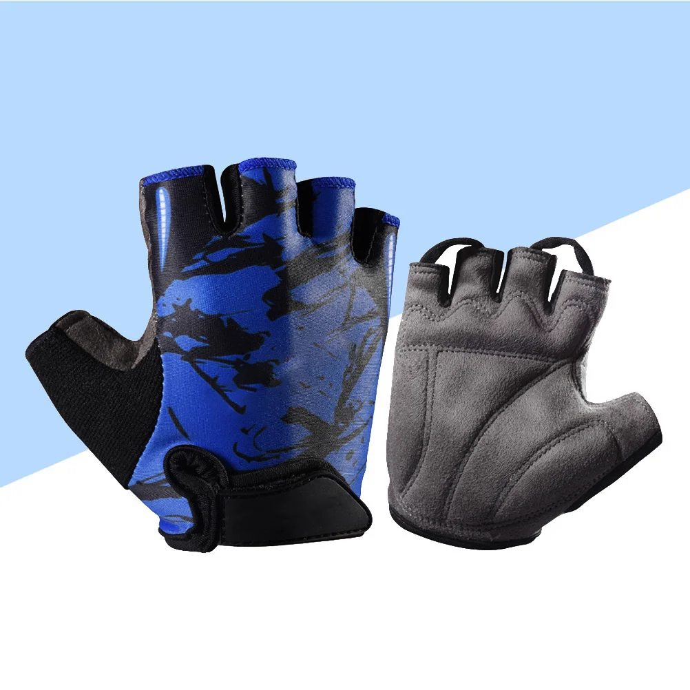 

Half Finger Gloves for Kids Blue Totem Size L Non Slip Breathable Workout Design Ideal for Cycling Fishing Climbing Outdoor