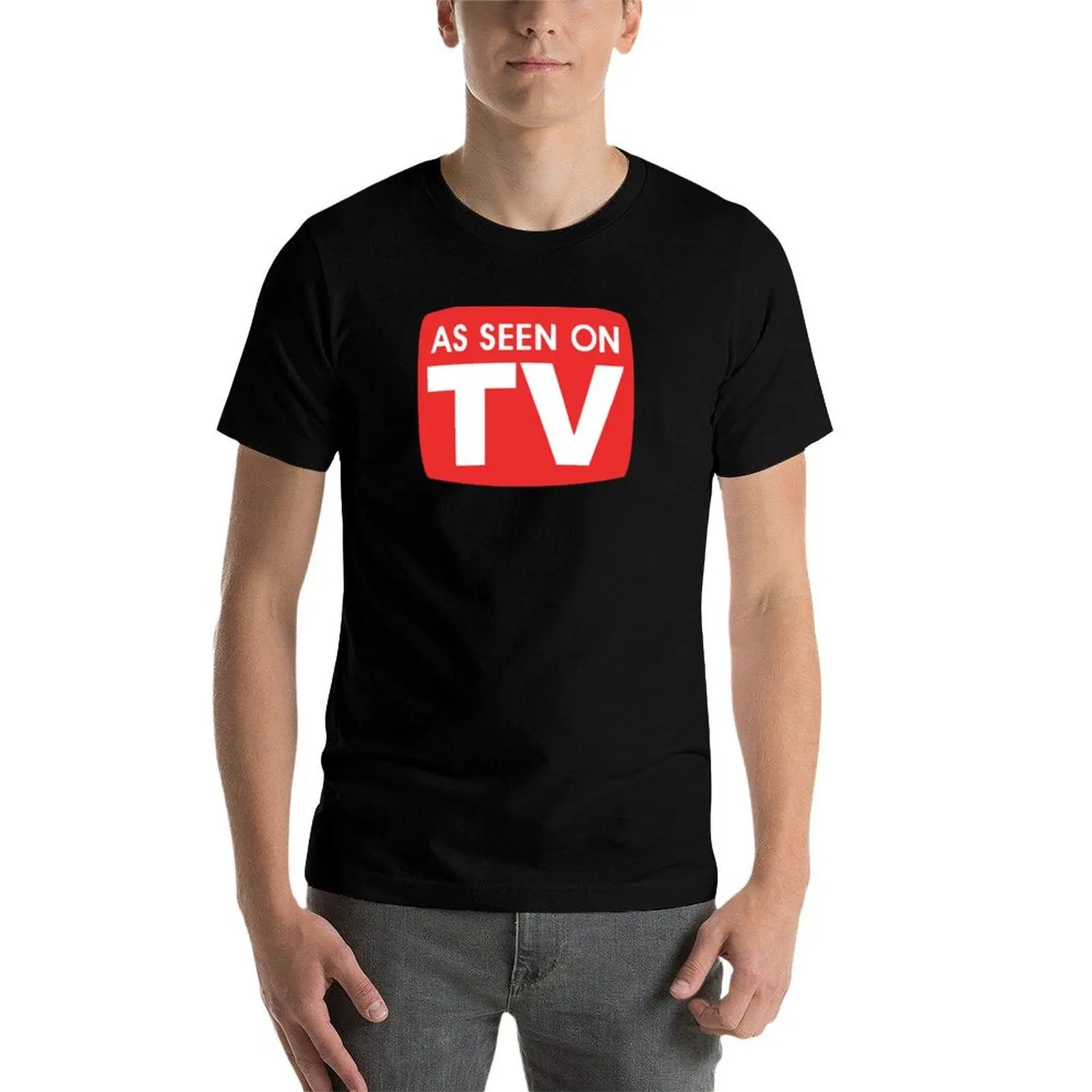 Come visto in TV T-shirt maglietta essenziale maglietta in cotone nero tinta unita per magliette da uomo con stampe T-shirt
